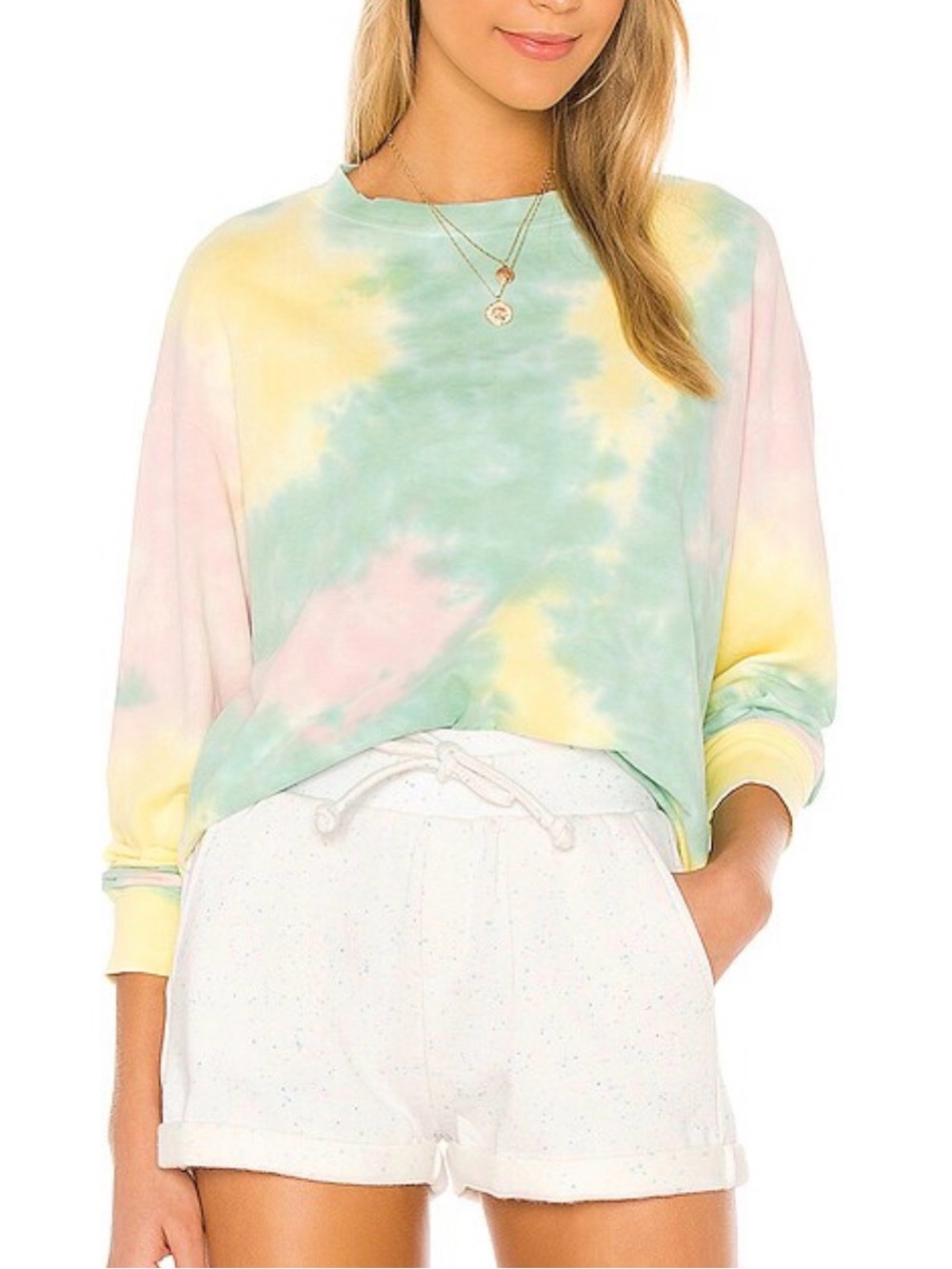 Daydreamer Lily Pad Tie Dye Pastel Long Sleeve Tee Size Medium
